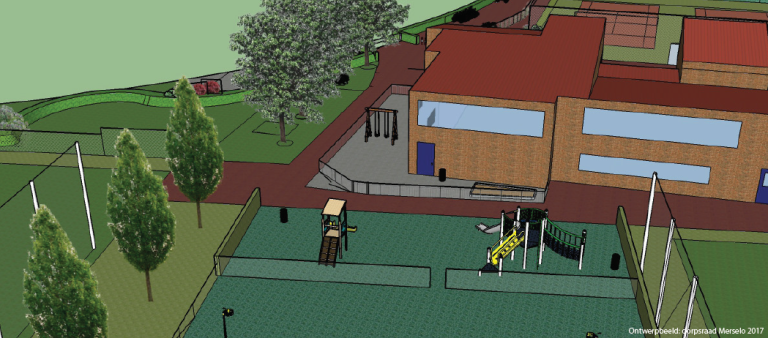Een basisschool naast de sportkantine in Merselo